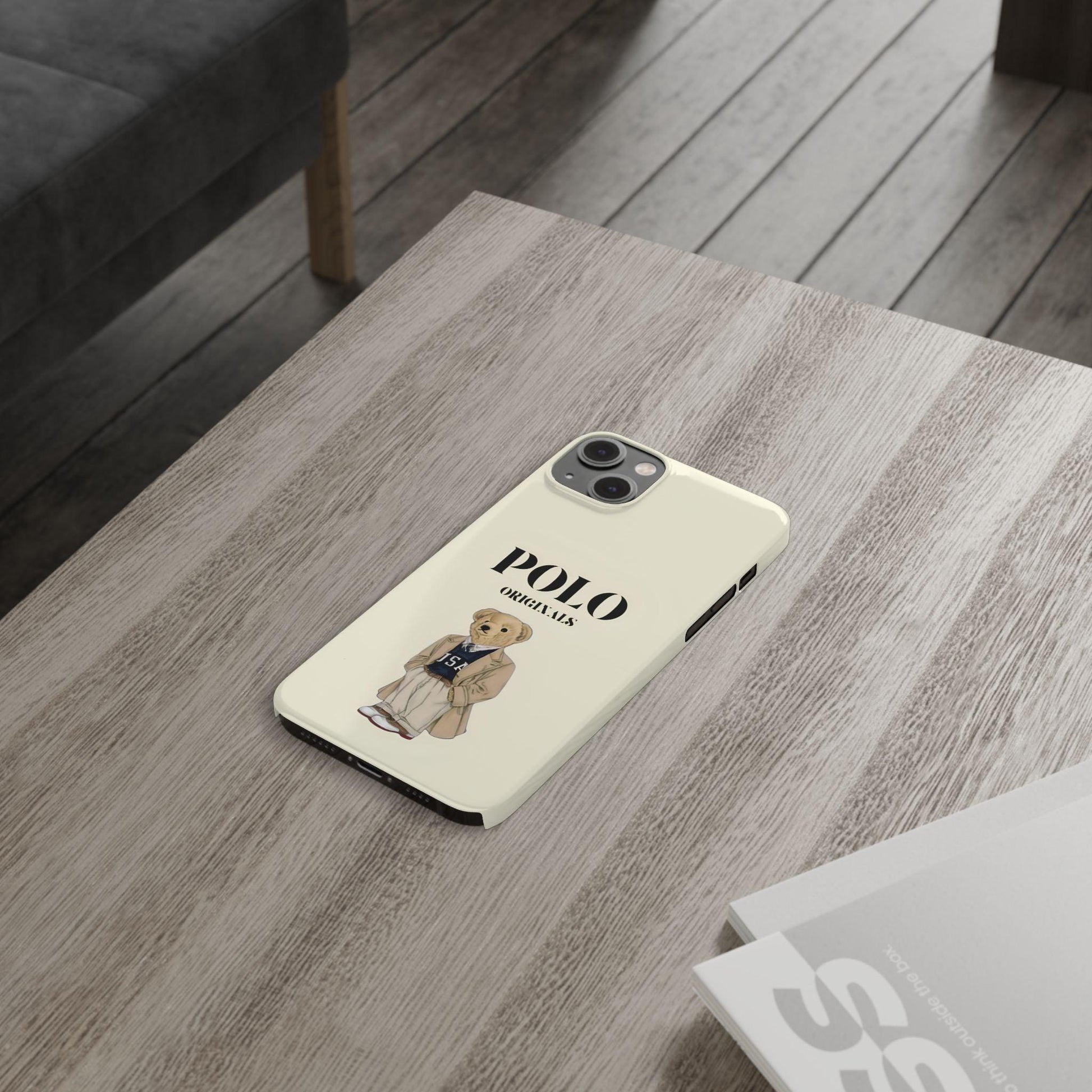 Polo Originals Bear Slim Phone Cases in Beige - SmartHomeGoodies