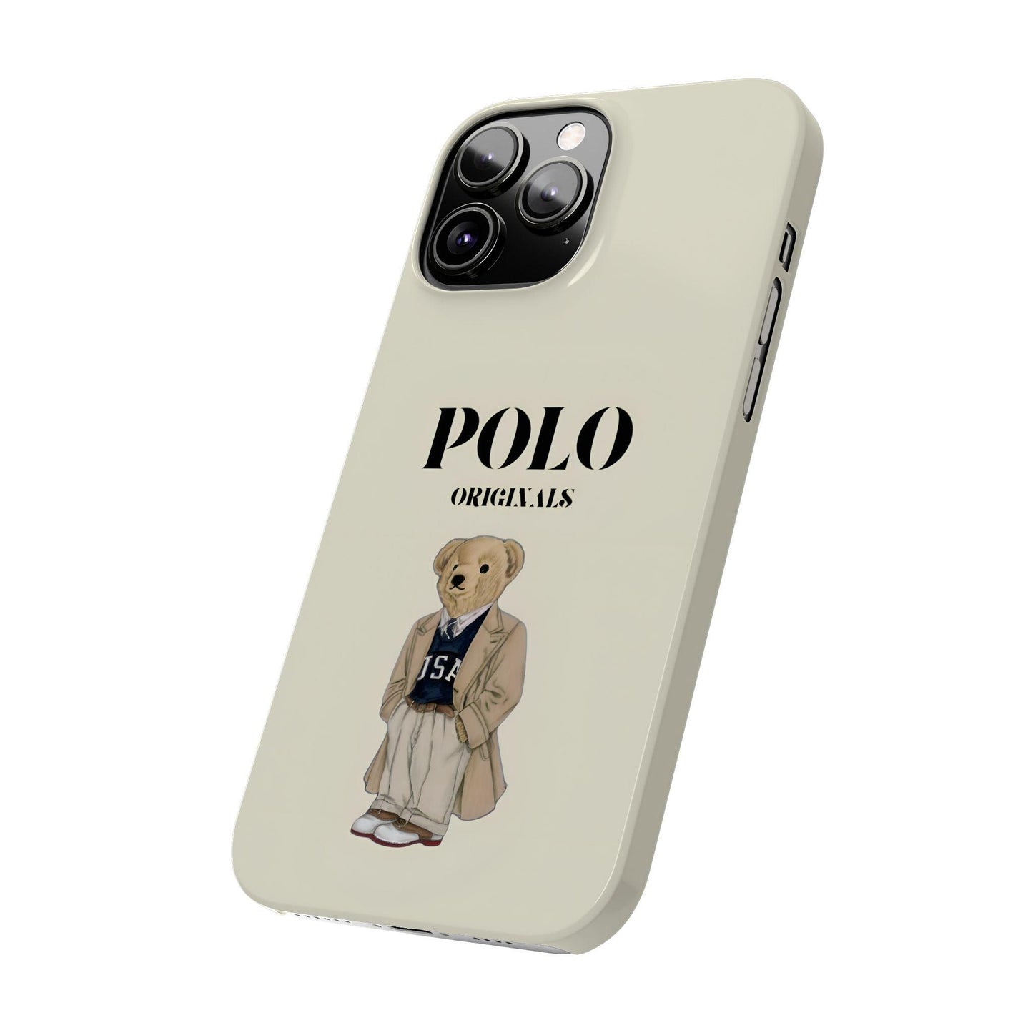 Polo Originals Bear Slim Phone Cases in Beige - SmartHomeGoodies