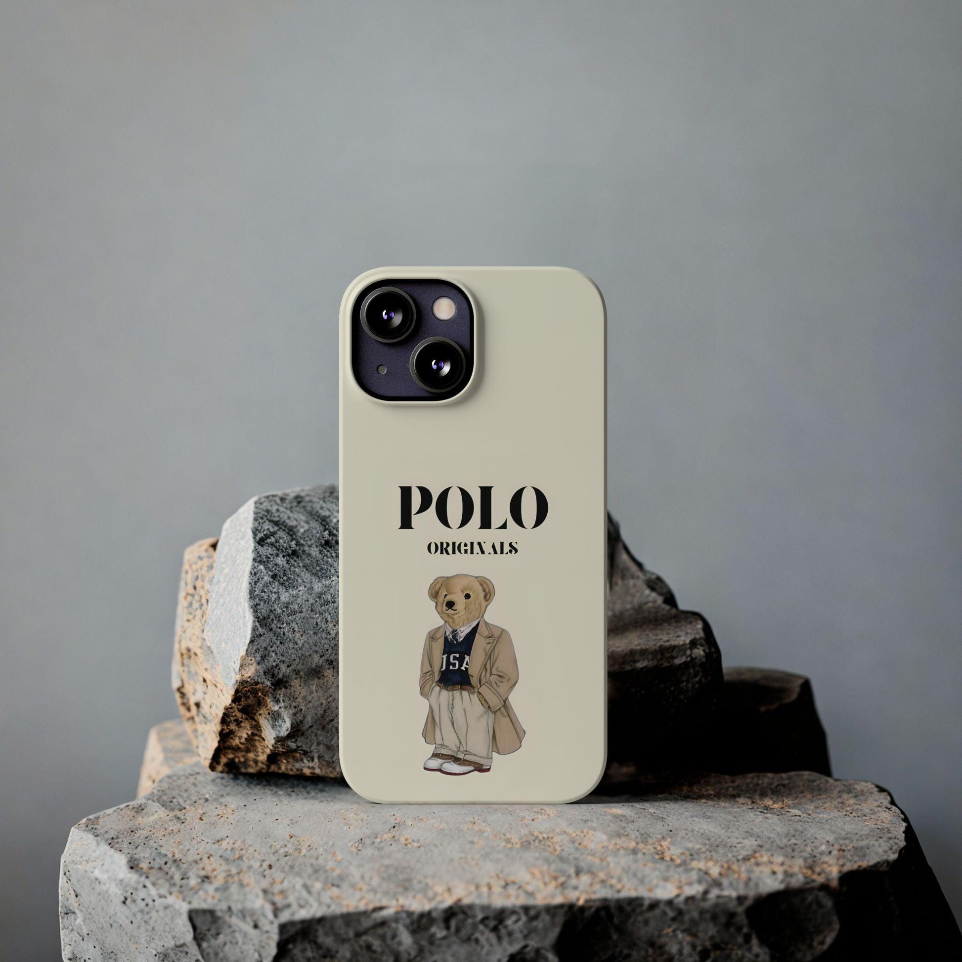 Polo Originals Bear Slim Phone Cases in Beige - SmartHomeGoodies