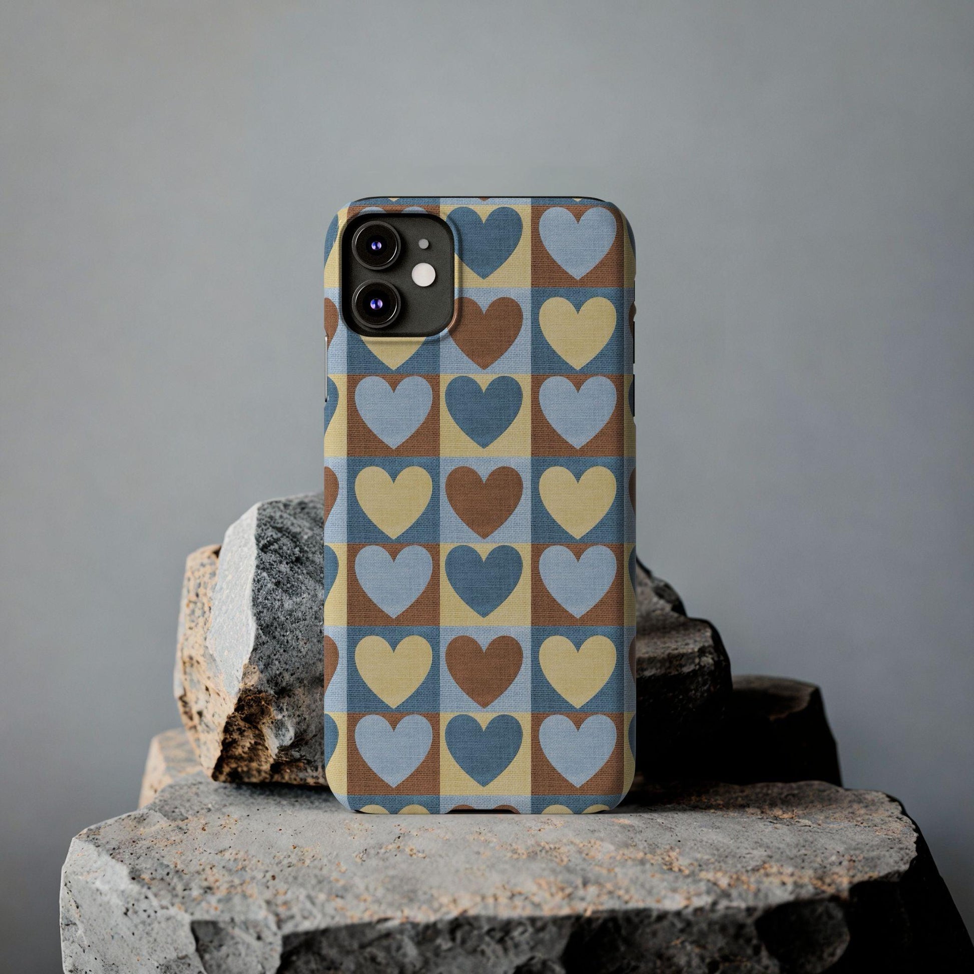 Retro Heart Mosaic Grid Case iPhone Cases - SmartHomeGoodies