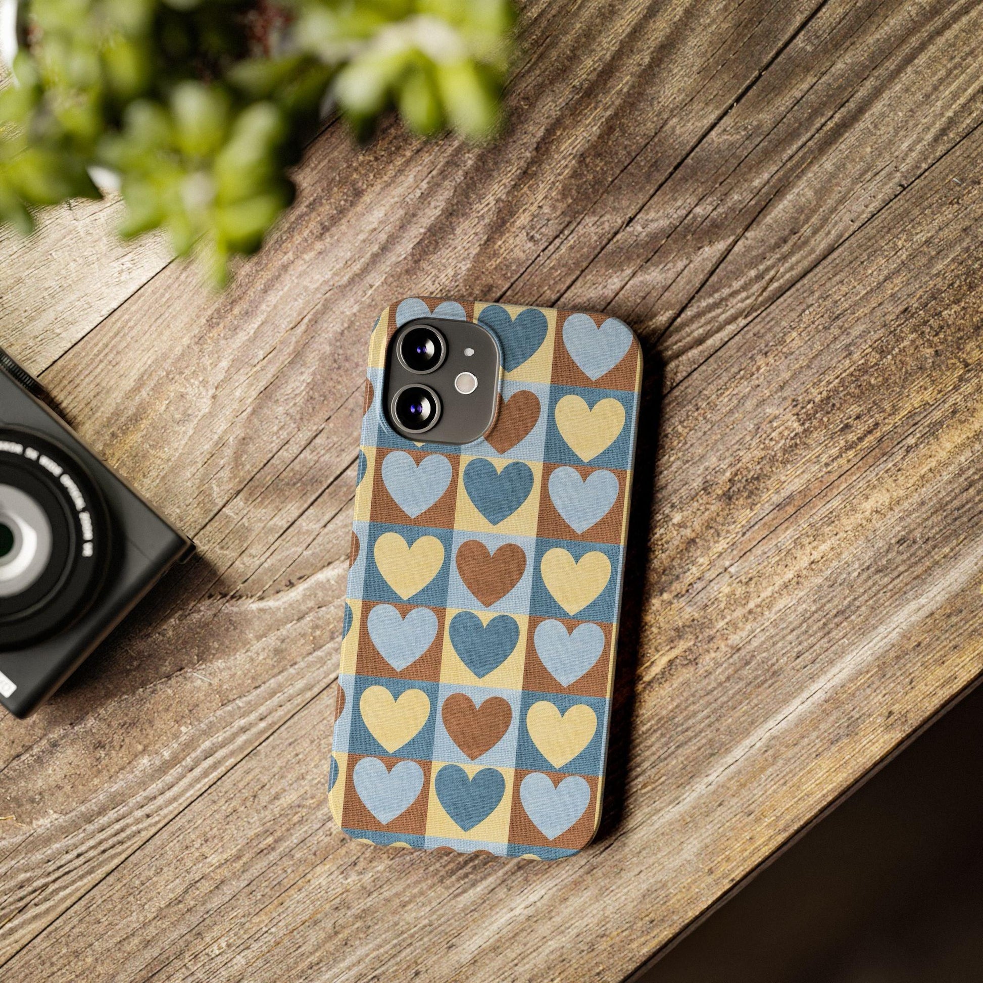 Retro Heart Mosaic Grid Case iPhone Cases - SmartHomeGoodies