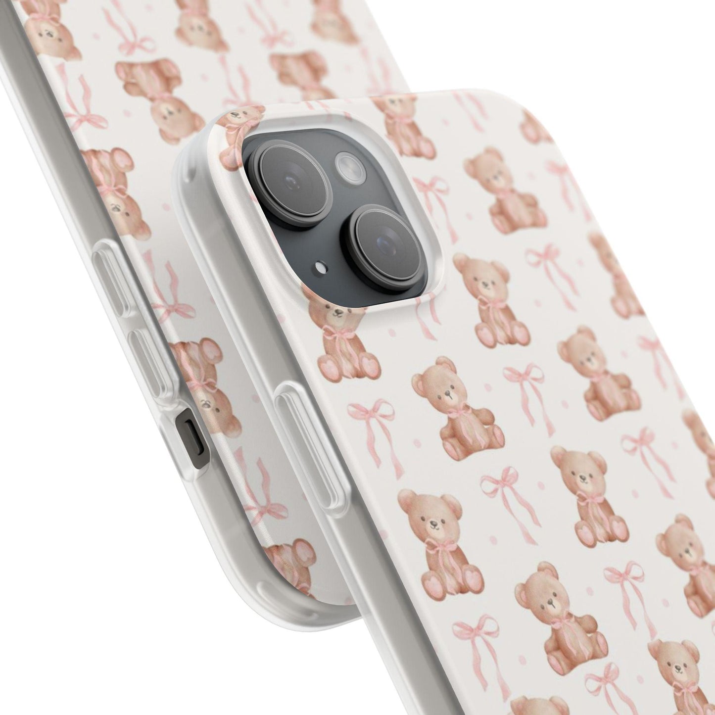 Teddy Bear and Bows Cute Phone Cover - Flexi iPhone Cases - SmartHomeGoodies