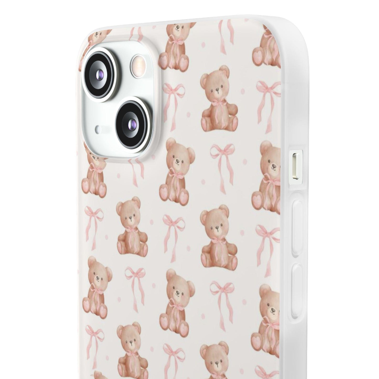 Teddy Bear and Bows Cute Phone Cover - Flexi iPhone Cases - SmartHomeGoodies