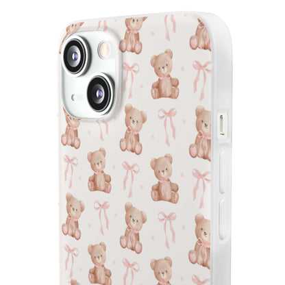 Teddy Bear and Bows Cute Phone Cover - Flexi iPhone Cases - SmartHomeGoodies