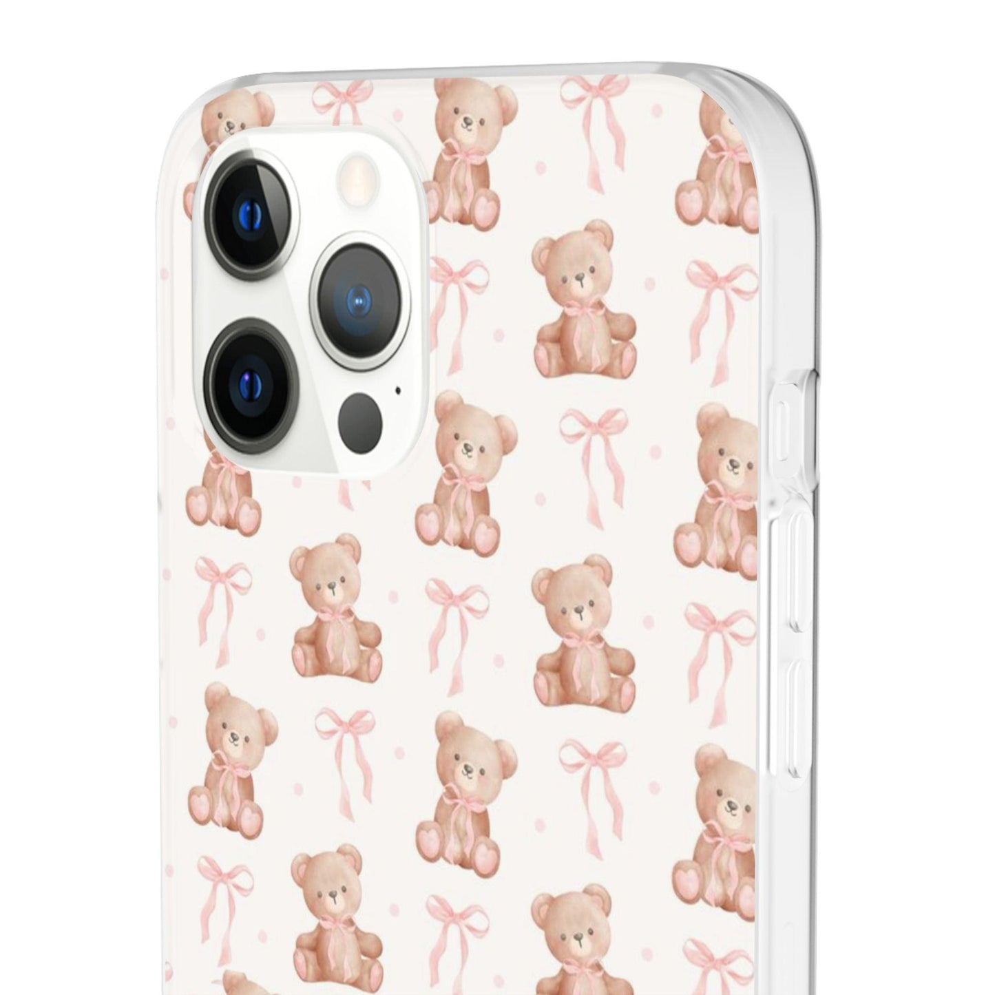 Teddy Bear and Bows Cute Phone Cover - Flexi iPhone Cases - SmartHomeGoodies
