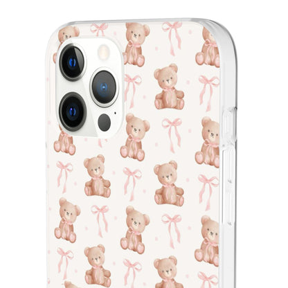 Teddy Bear and Bows Cute Phone Cover - Flexi iPhone Cases - SmartHomeGoodies