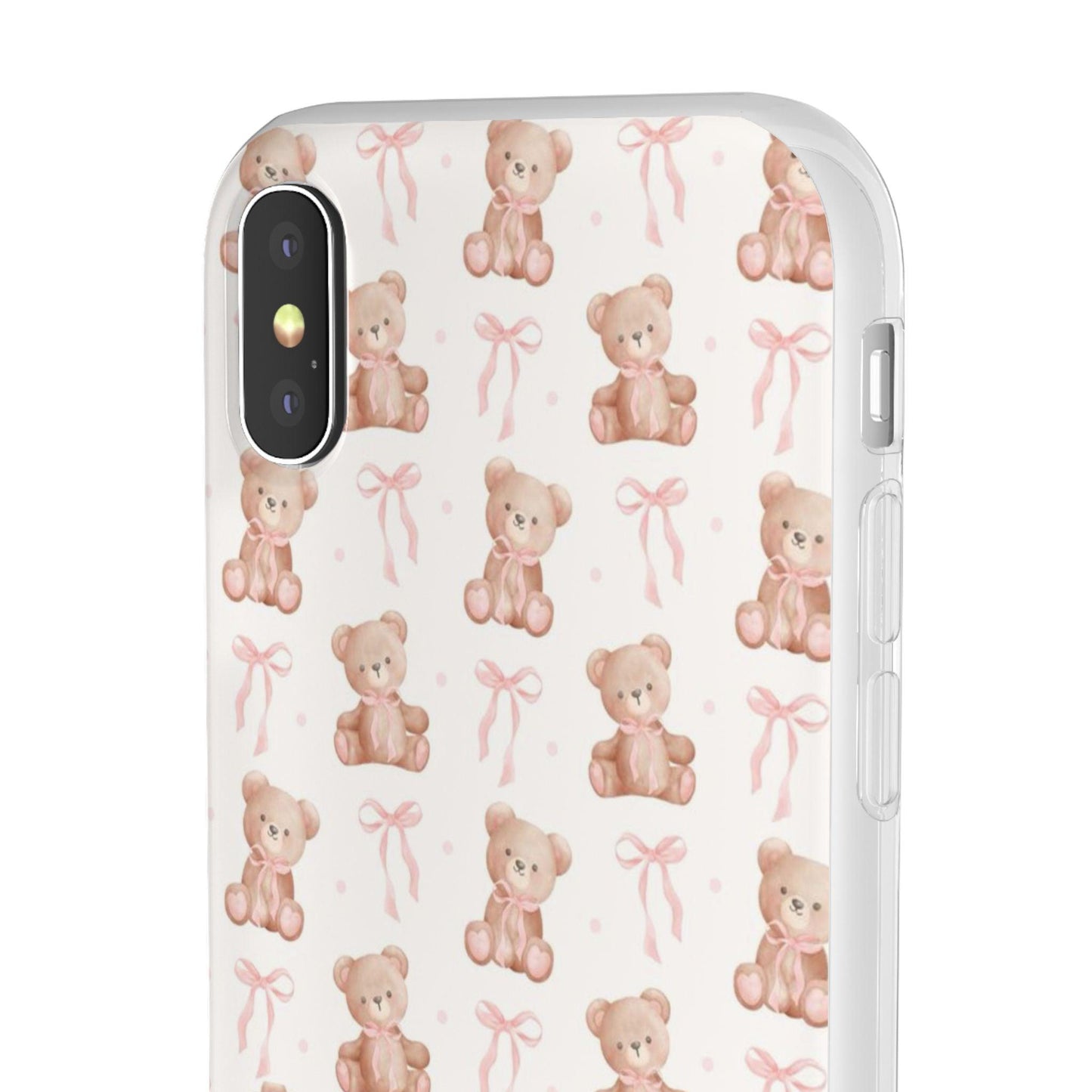 Teddy Bear and Bows Cute Phone Cover - Flexi iPhone Cases - SmartHomeGoodies