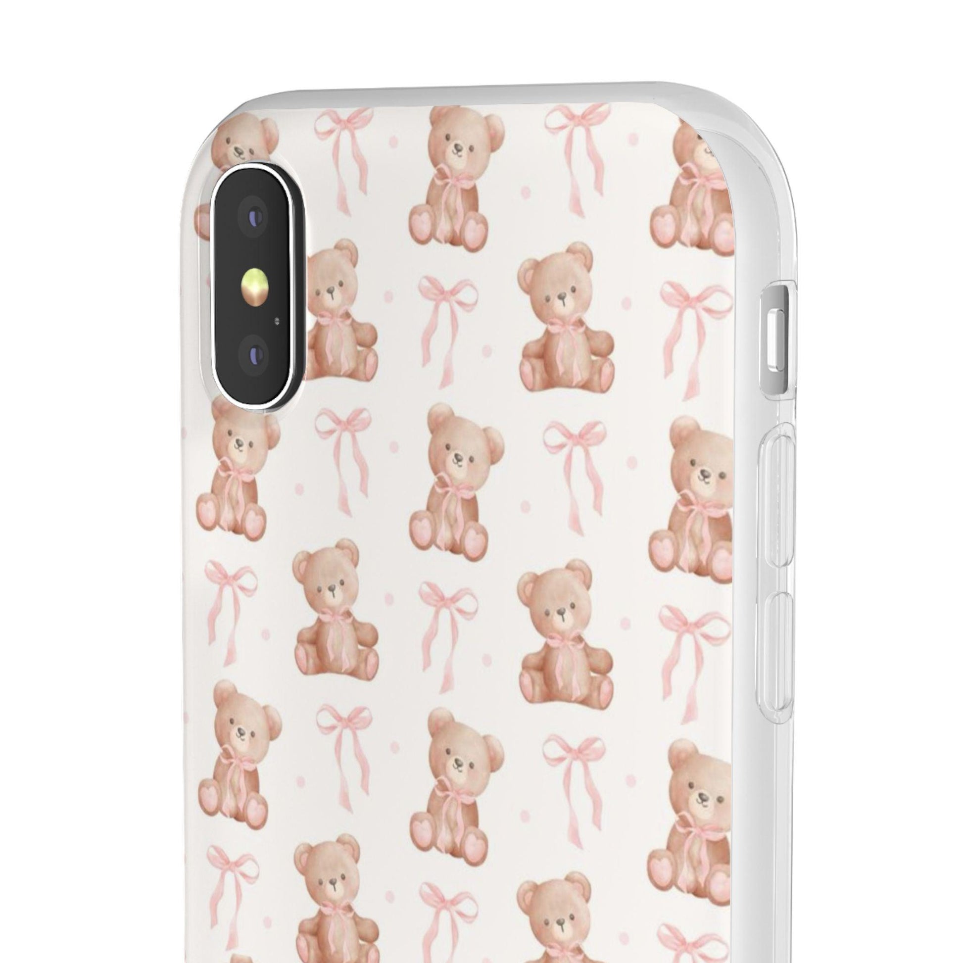 Teddy Bear and Bows Cute Phone Cover - Flexi iPhone Cases - SmartHomeGoodies