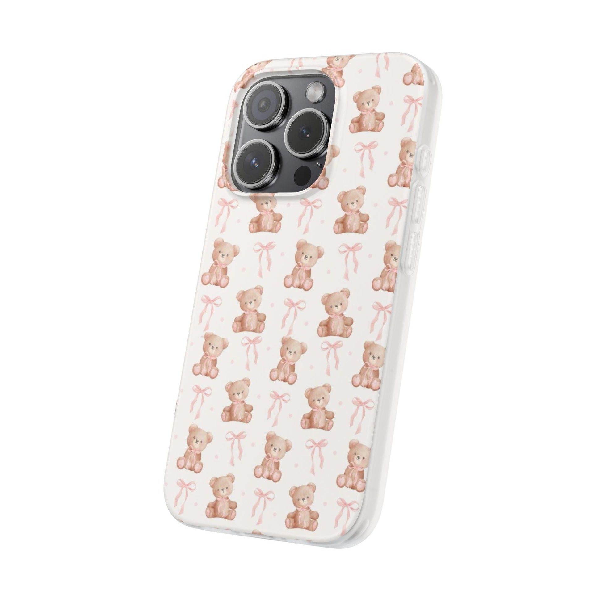 Teddy Bear and Bows Cute Phone Cover - Flexi iPhone Cases - SmartHomeGoodies