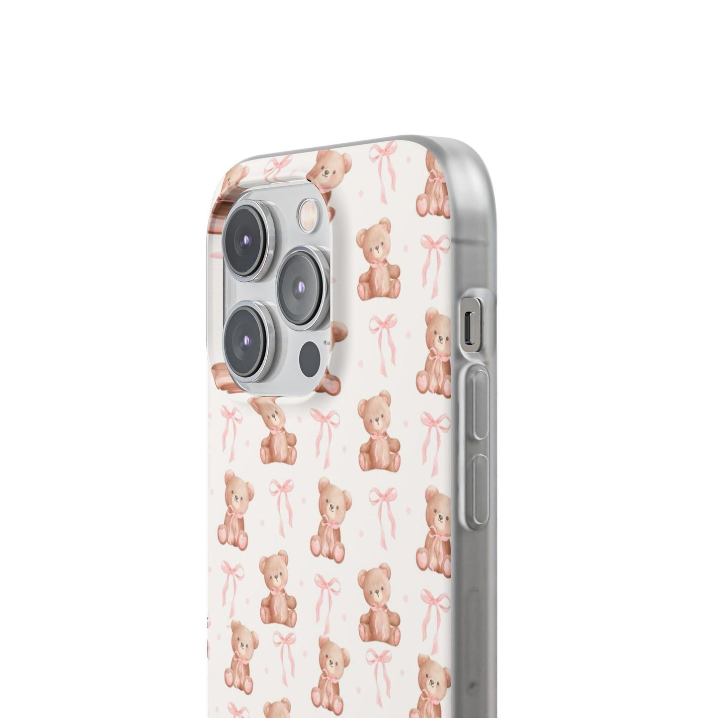 Teddy Bear and Bows Cute Phone Cover - Flexi iPhone Cases - SmartHomeGoodies