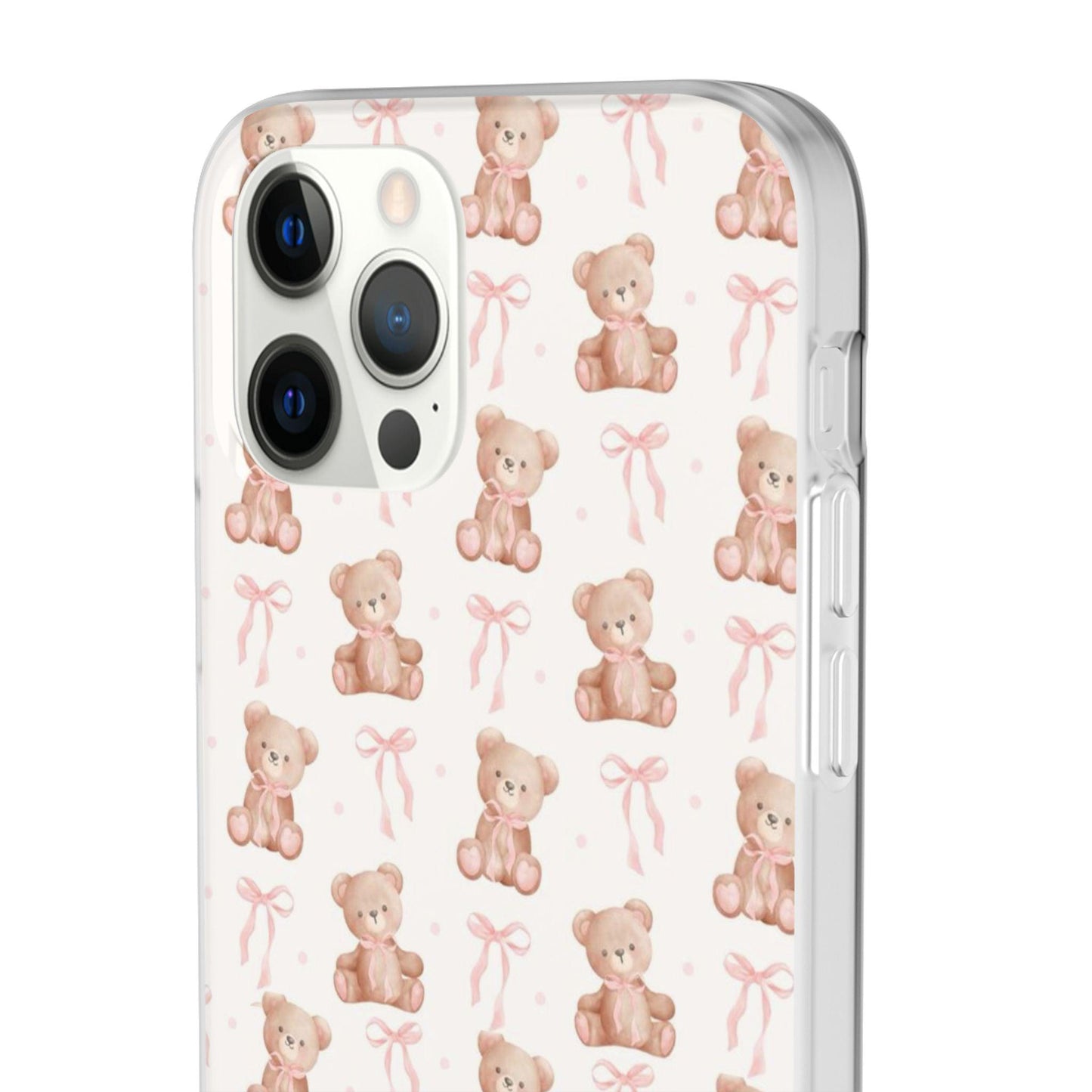 Teddy Bear and Bows Cute Phone Cover - Flexi iPhone Cases - SmartHomeGoodies
