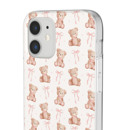 Teddy Bear and Bows Cute Phone Cover - Flexi iPhone Cases - SmartHomeGoodies