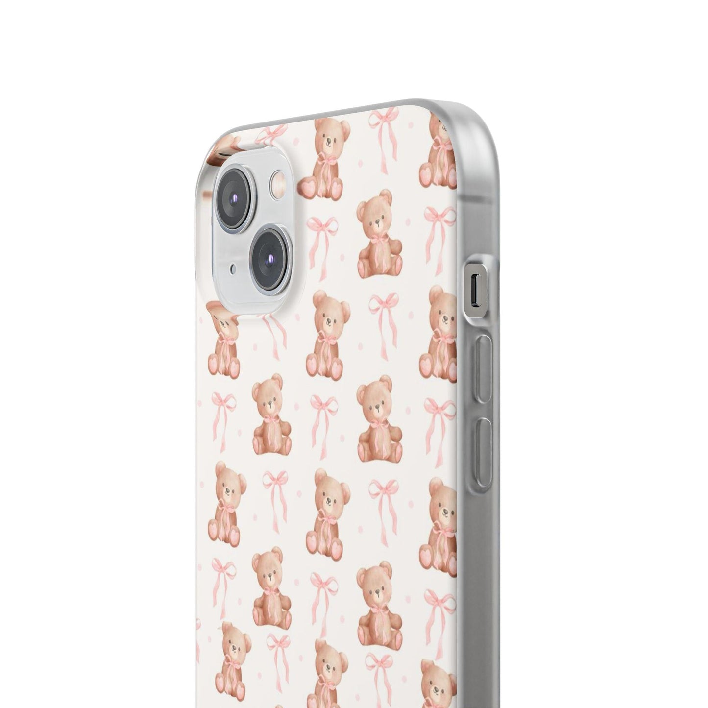 Teddy Bear and Bows Cute Phone Cover - Flexi iPhone Cases - SmartHomeGoodies