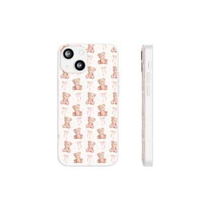 Teddy Bear and Bows Cute Phone Cover - Flexi iPhone Cases - SmartHomeGoodies