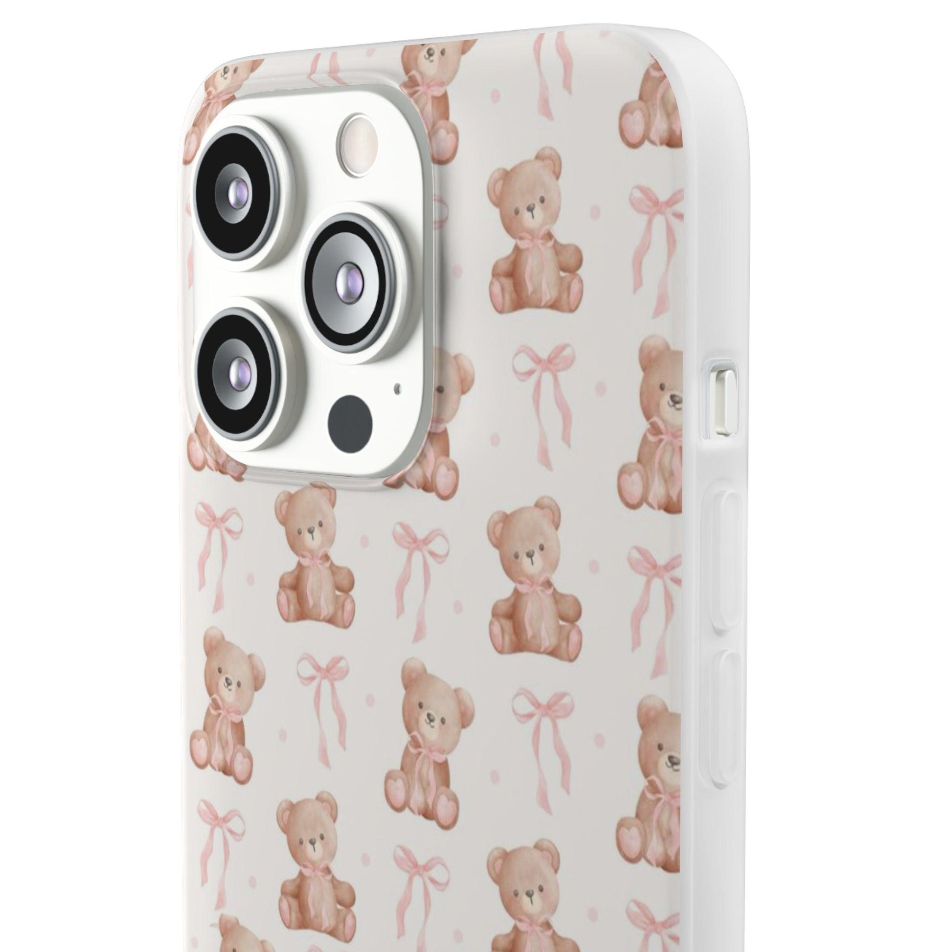 Teddy Bear and Bows Cute Phone Cover - Flexi iPhone Cases - SmartHomeGoodies