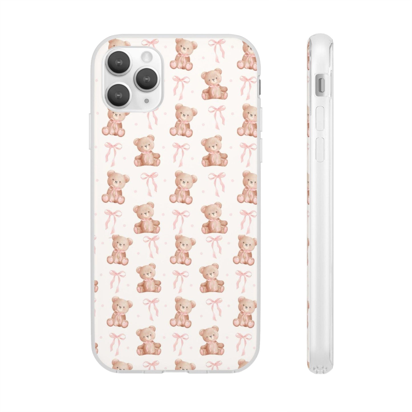Teddy Bear and Bows Cute Phone Cover - Flexi iPhone Cases - SmartHomeGoodies
