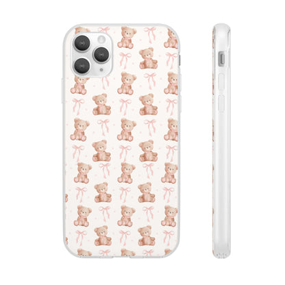 Teddy Bear and Bows Cute Phone Cover - Flexi iPhone Cases - SmartHomeGoodies