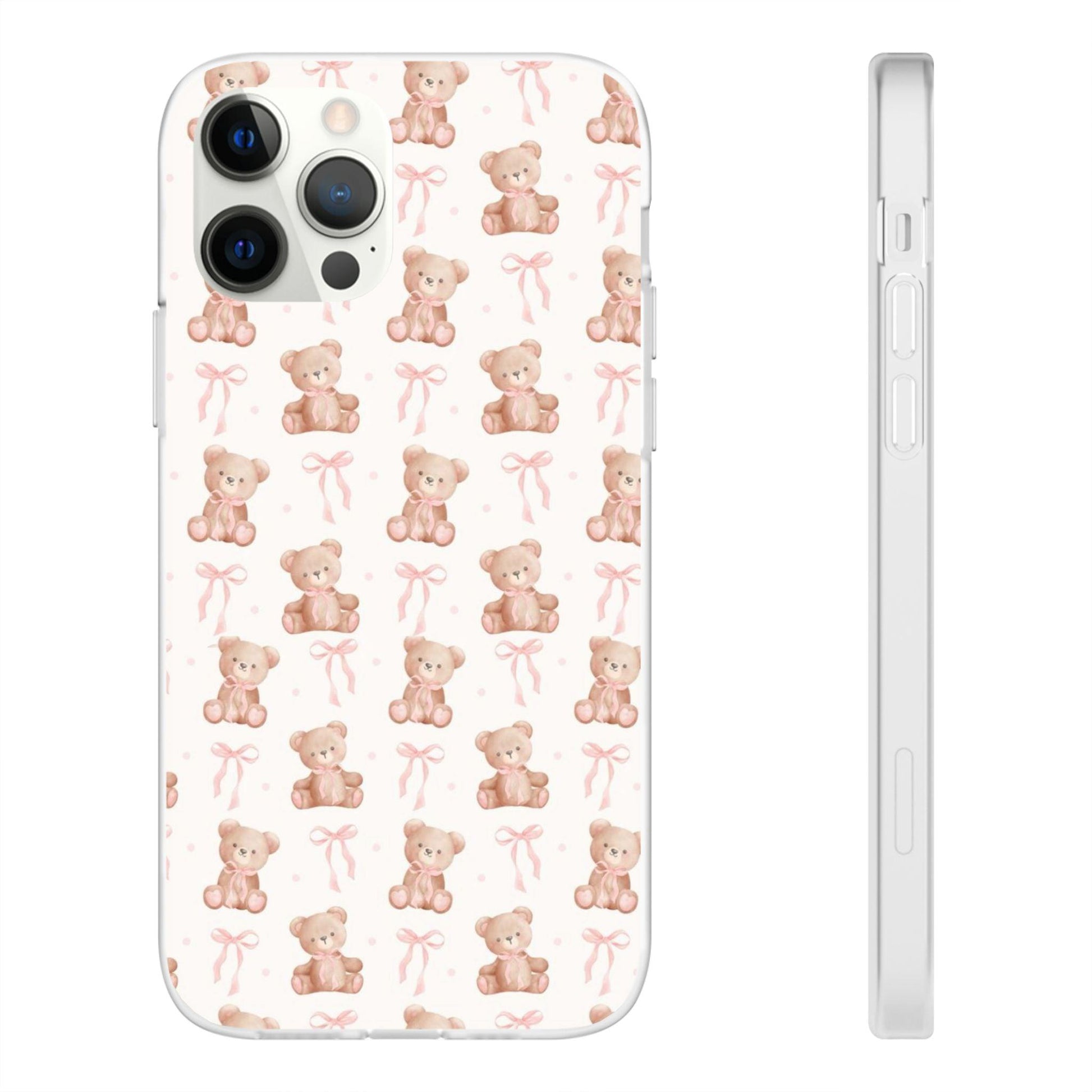 Teddy Bear and Bows Cute Phone Cover - Flexi iPhone Cases - SmartHomeGoodies