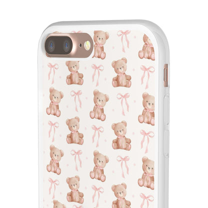 Teddy Bear and Bows Cute Phone Cover - Flexi iPhone Cases - SmartHomeGoodies