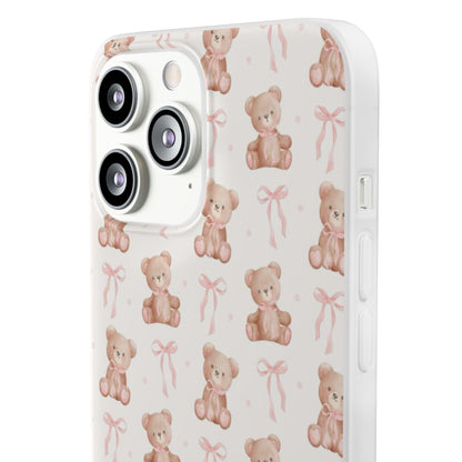 Teddy Bear and Bows Cute Phone Cover - Flexi iPhone Cases - SmartHomeGoodies