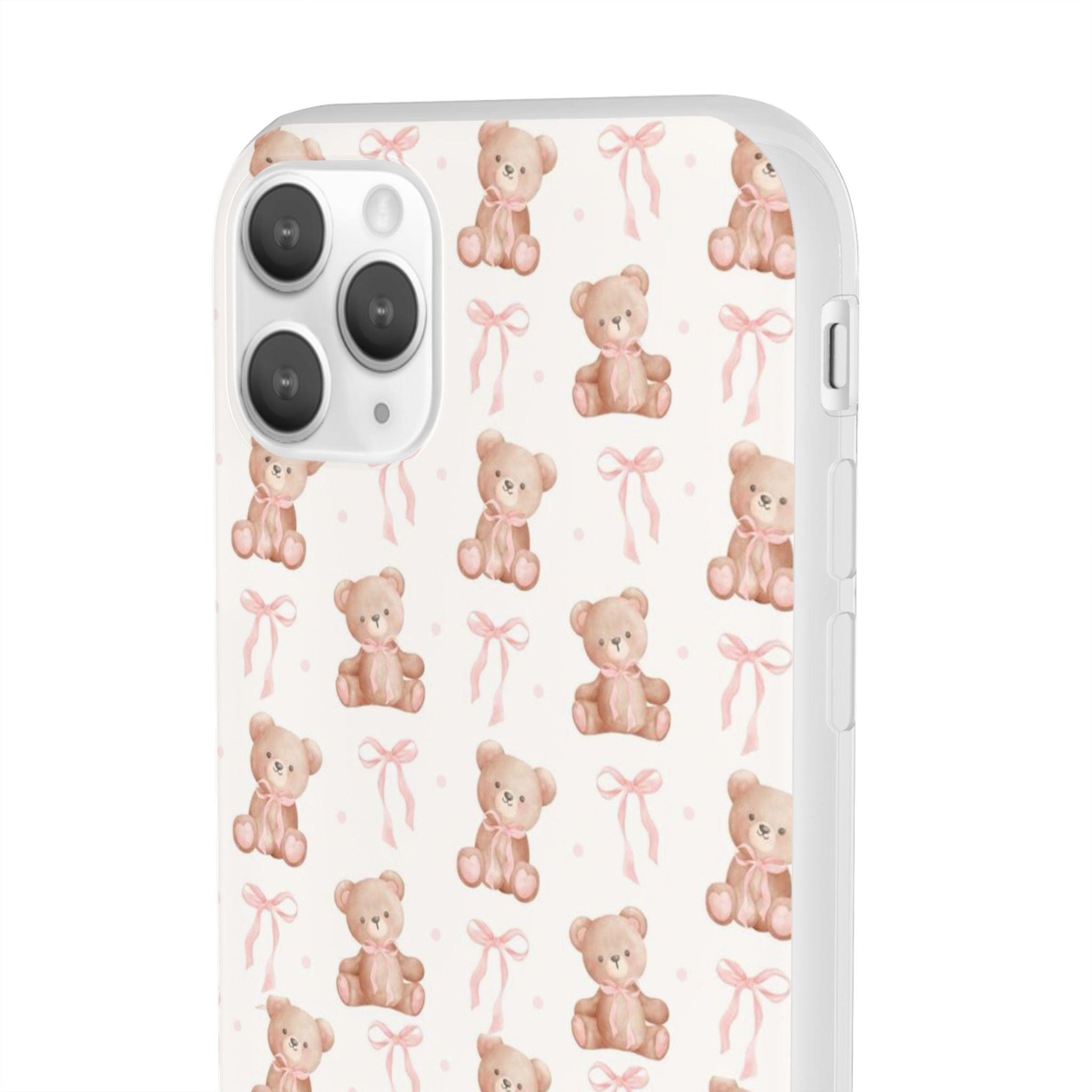 Teddy Bear and Bows Cute Phone Cover - Flexi iPhone Cases - SmartHomeGoodies