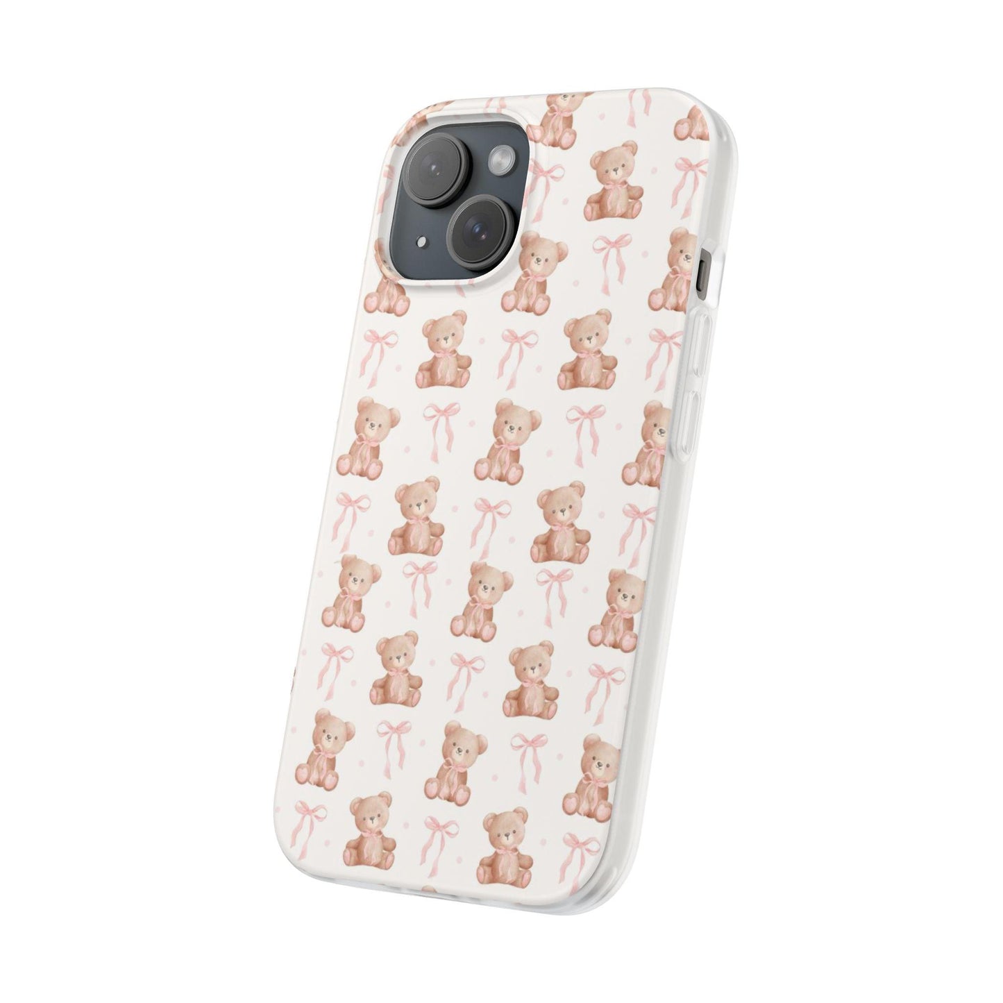 Teddy Bear and Bows Cute Phone Cover - Flexi iPhone Cases - SmartHomeGoodies