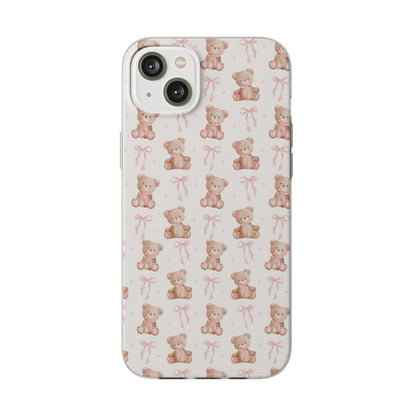 Teddy Bear and Bows Cute Phone Cover - Flexi iPhone Cases - SmartHomeGoodies