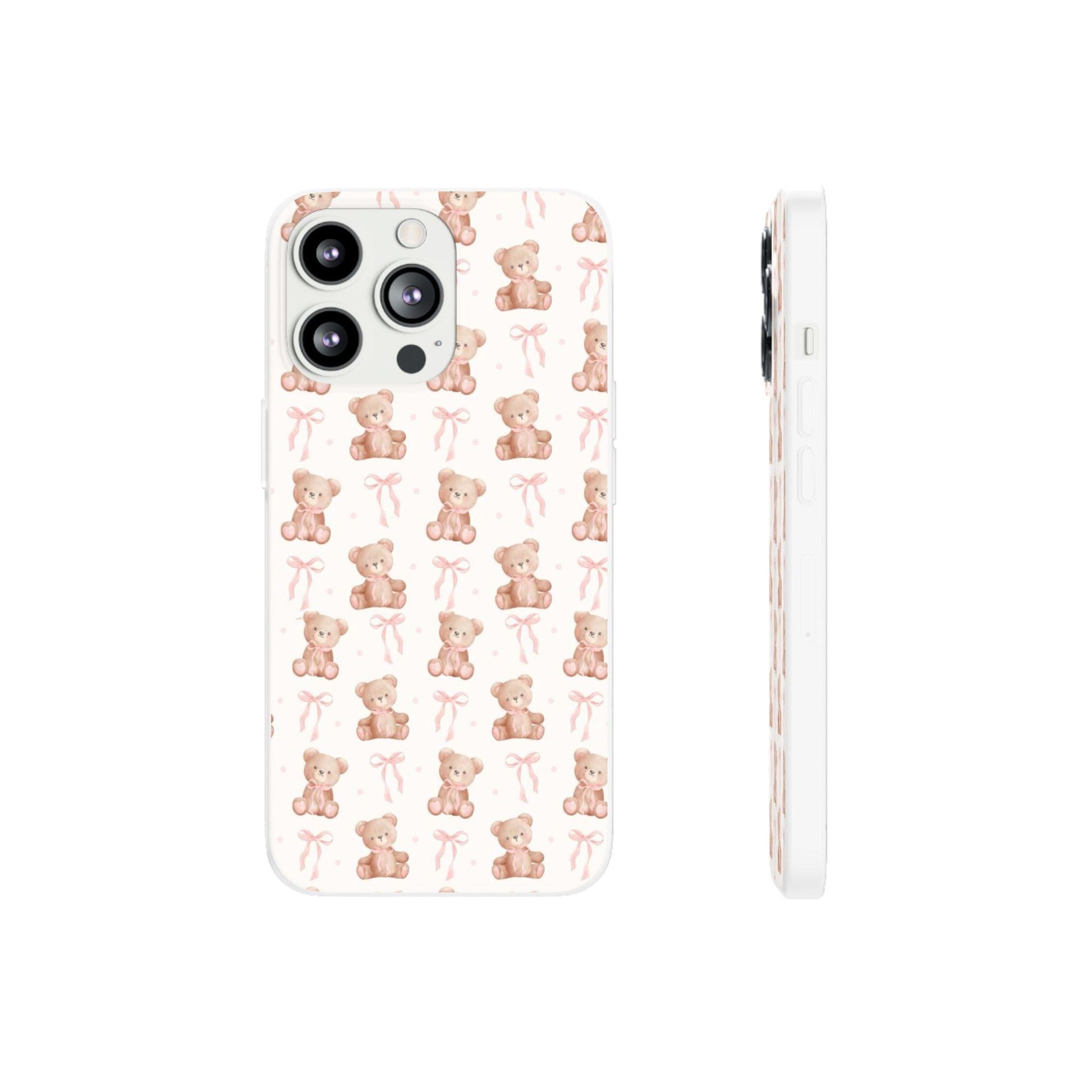 Teddy Bear and Bows Cute Phone Cover - Flexi iPhone Cases - SmartHomeGoodies