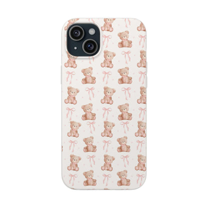 Teddy Bear and Bows Cute Phone Cover - Flexi iPhone Cases - SmartHomeGoodies