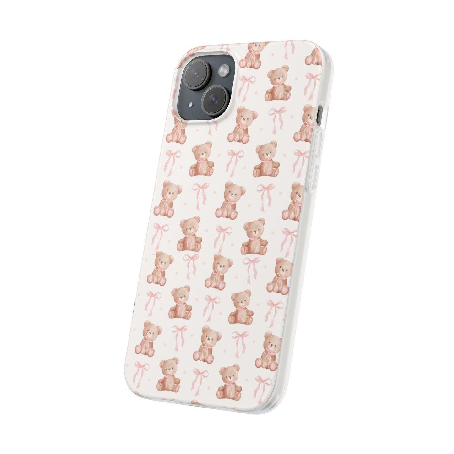 Teddy Bear and Bows Cute Phone Cover - Flexi iPhone Cases - SmartHomeGoodies