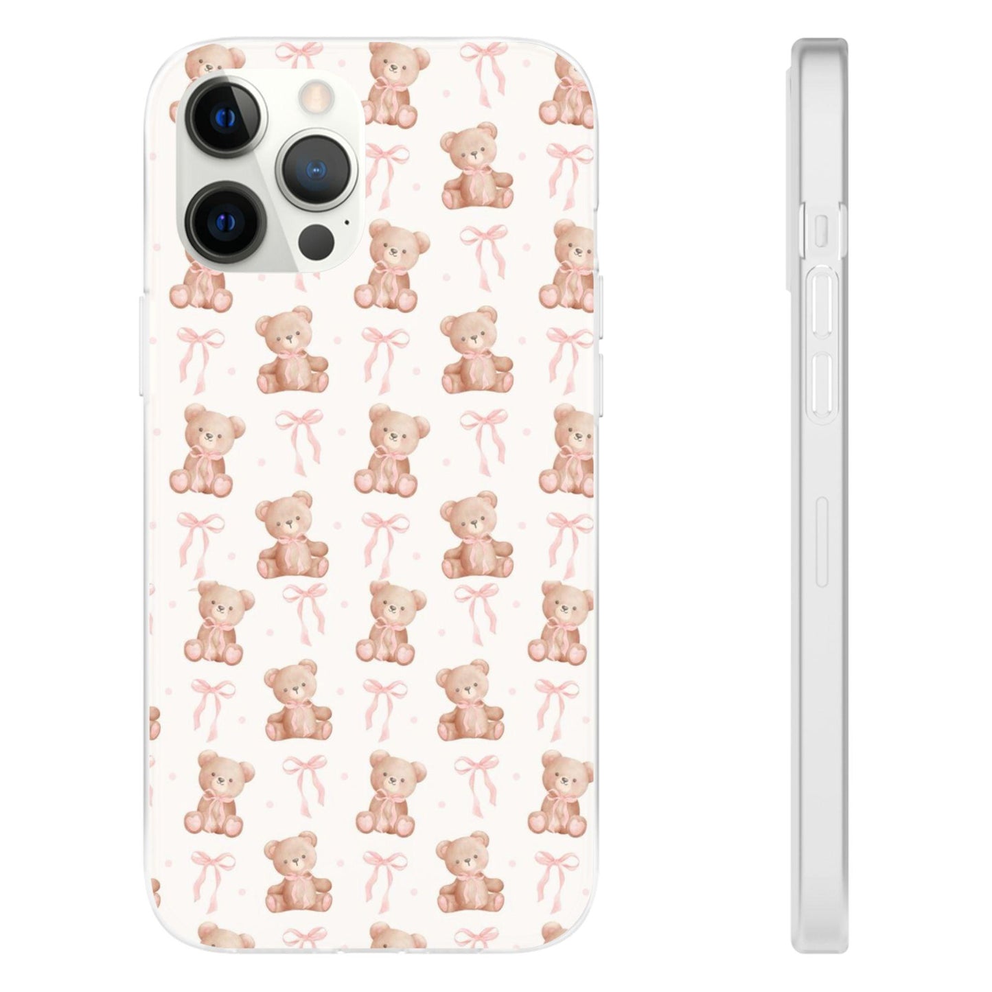 Teddy Bear and Bows Cute Phone Cover - Flexi iPhone Cases - SmartHomeGoodies