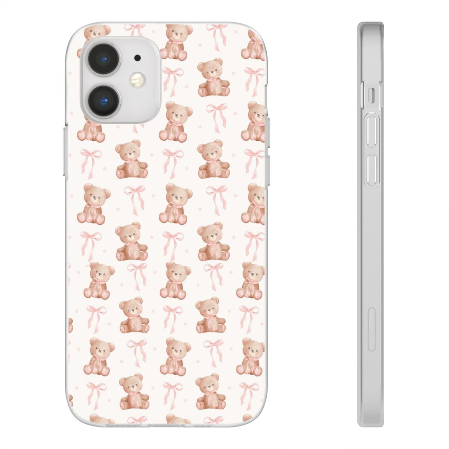 Teddy Bear and Bows Cute Phone Cover - Flexi iPhone Cases - SmartHomeGoodies