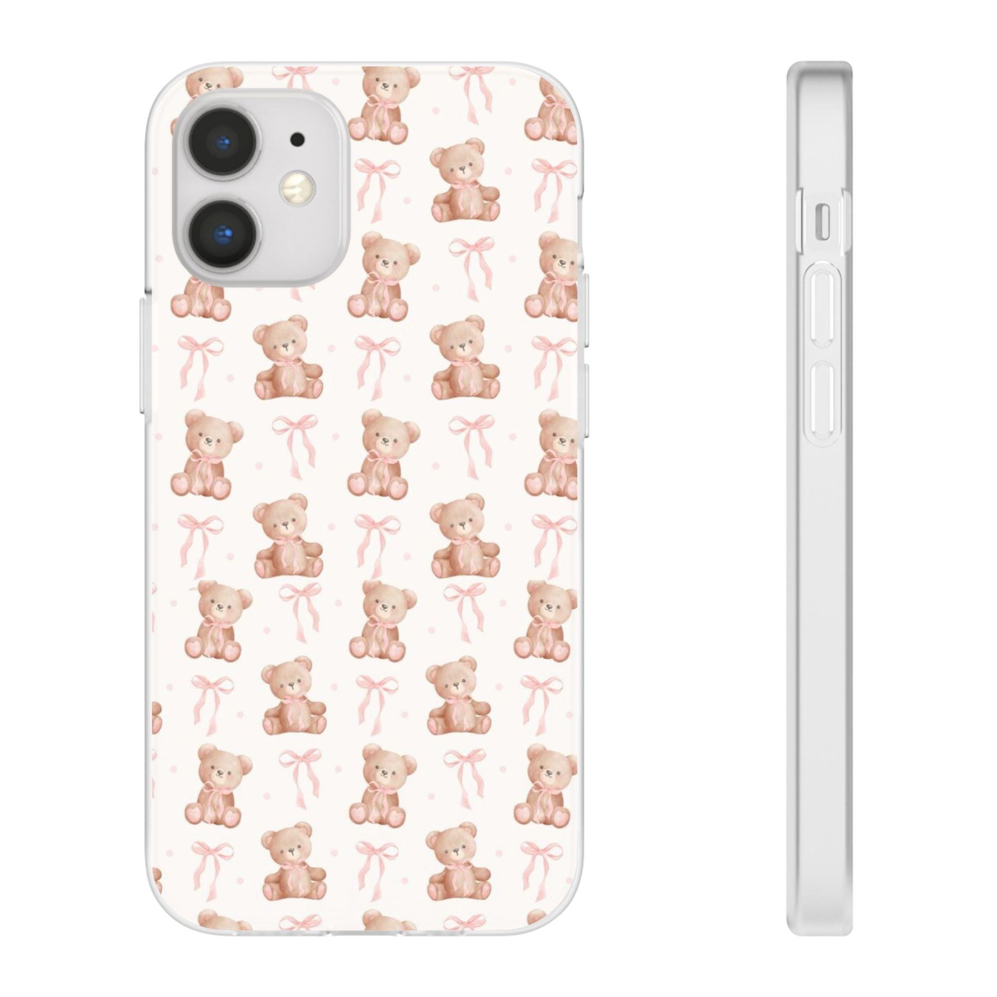 Teddy Bear and Bows Cute Phone Cover - Flexi iPhone Cases - SmartHomeGoodies