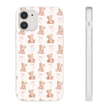 Teddy Bear and Bows Cute Phone Cover - Flexi iPhone Cases - SmartHomeGoodies