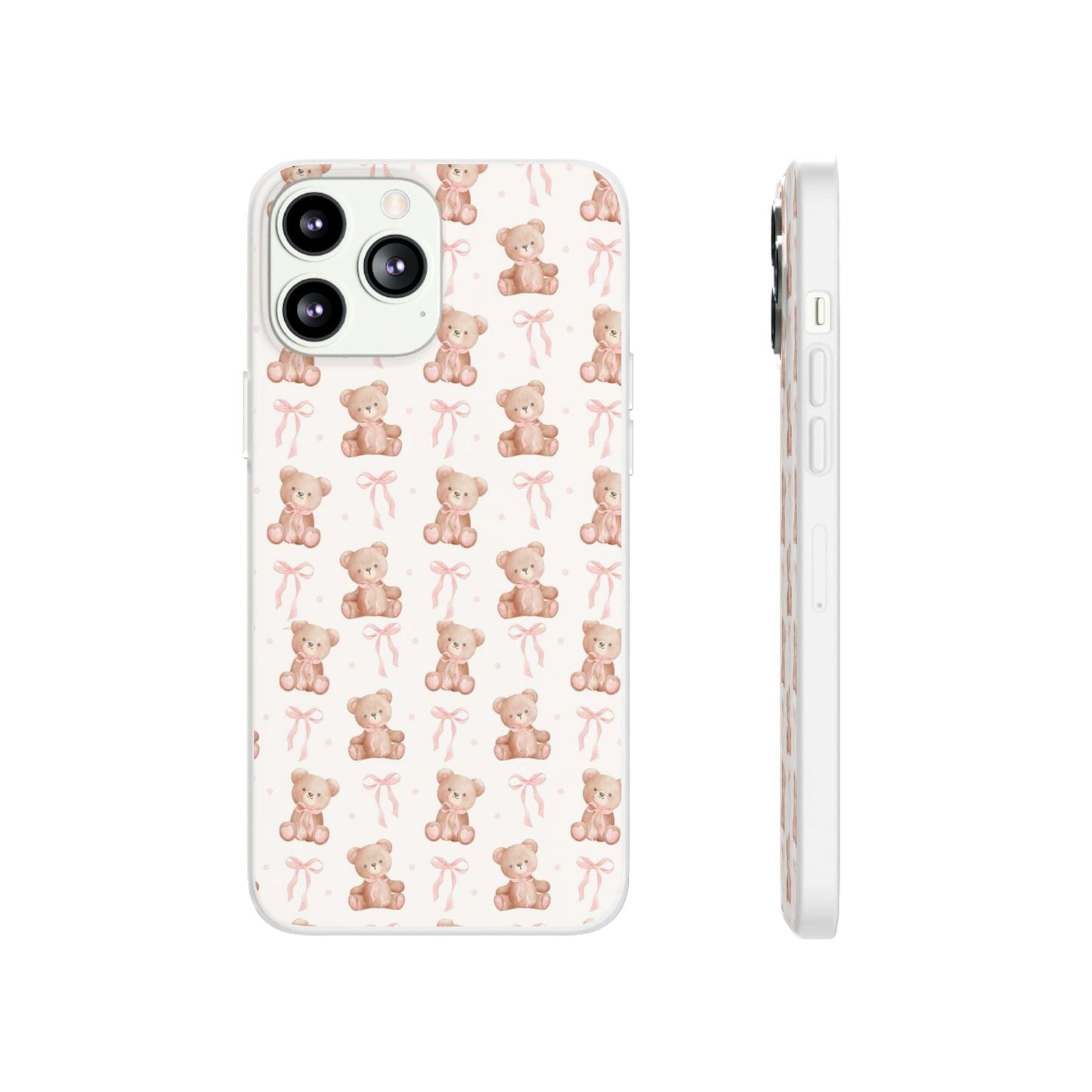 Teddy Bear and Bows Cute Phone Cover - Flexi iPhone Cases - SmartHomeGoodies
