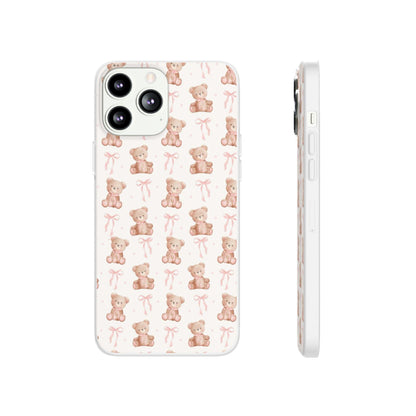 Teddy Bear and Bows Cute Phone Cover - Flexi iPhone Cases - SmartHomeGoodies