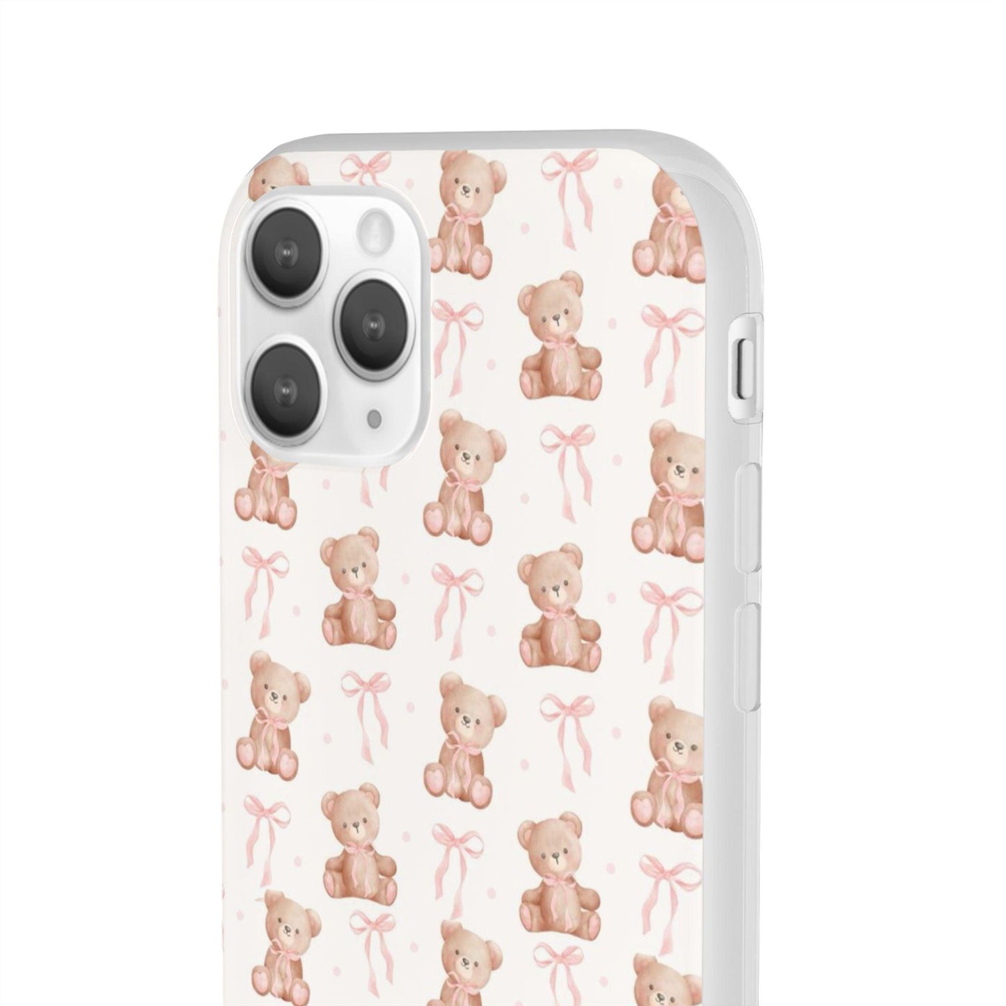 Teddy Bear and Bows Cute Phone Cover - Flexi iPhone Cases - SmartHomeGoodies