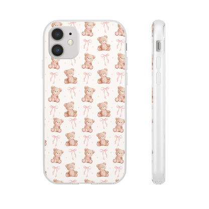 Teddy Bear and Bows Cute Phone Cover - Flexi iPhone Cases - SmartHomeGoodies