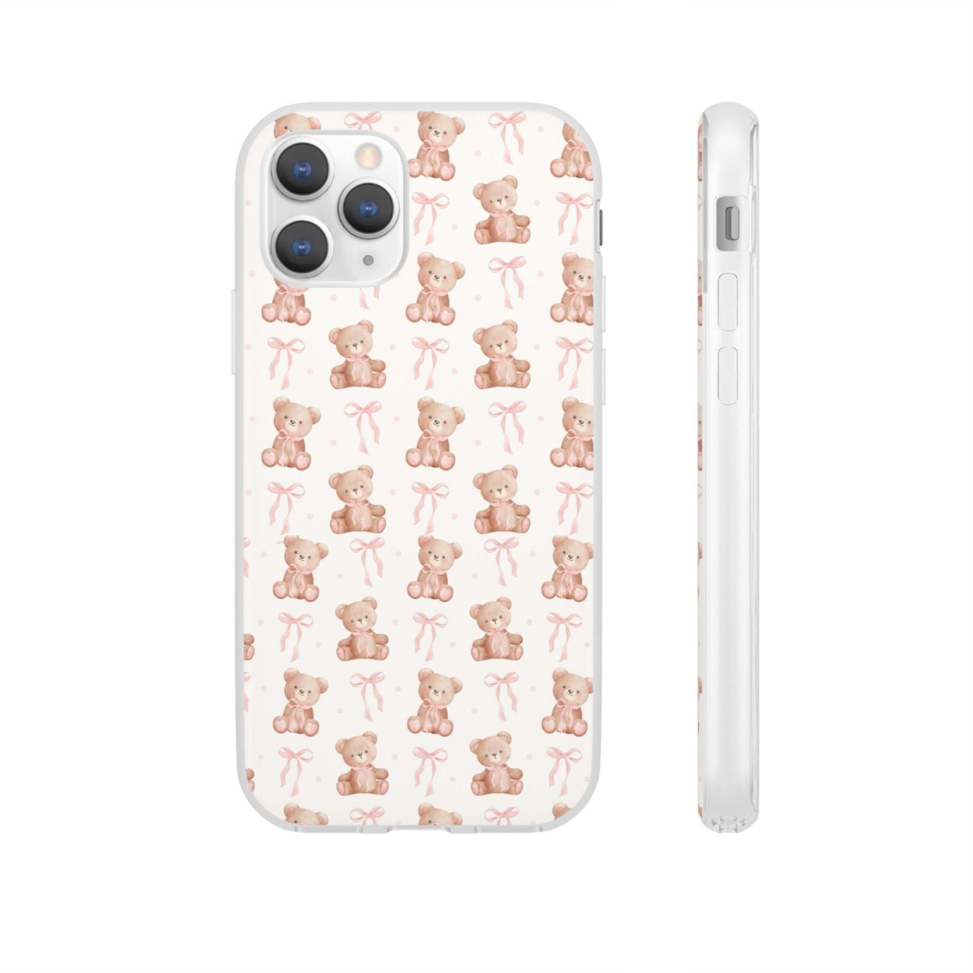 Teddy Bear and Bows Cute Phone Cover - Flexi iPhone Cases - SmartHomeGoodies