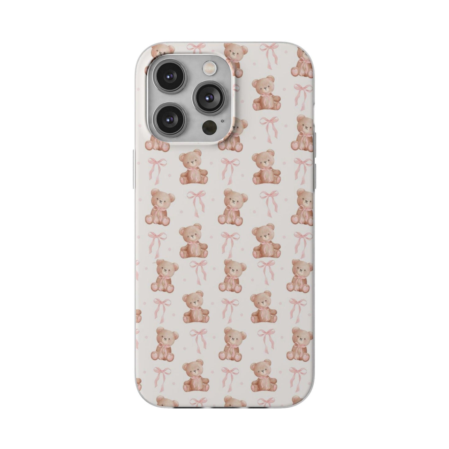 Teddy Bear and Bows Cute Phone Cover - Flexi iPhone Cases - SmartHomeGoodies