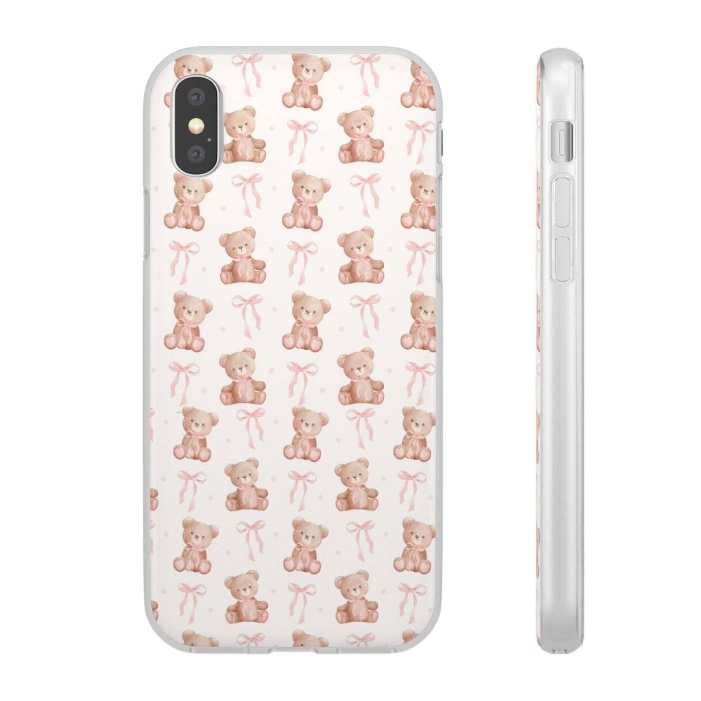 Teddy Bear and Bows Cute Phone Cover - Flexi iPhone Cases - SmartHomeGoodies