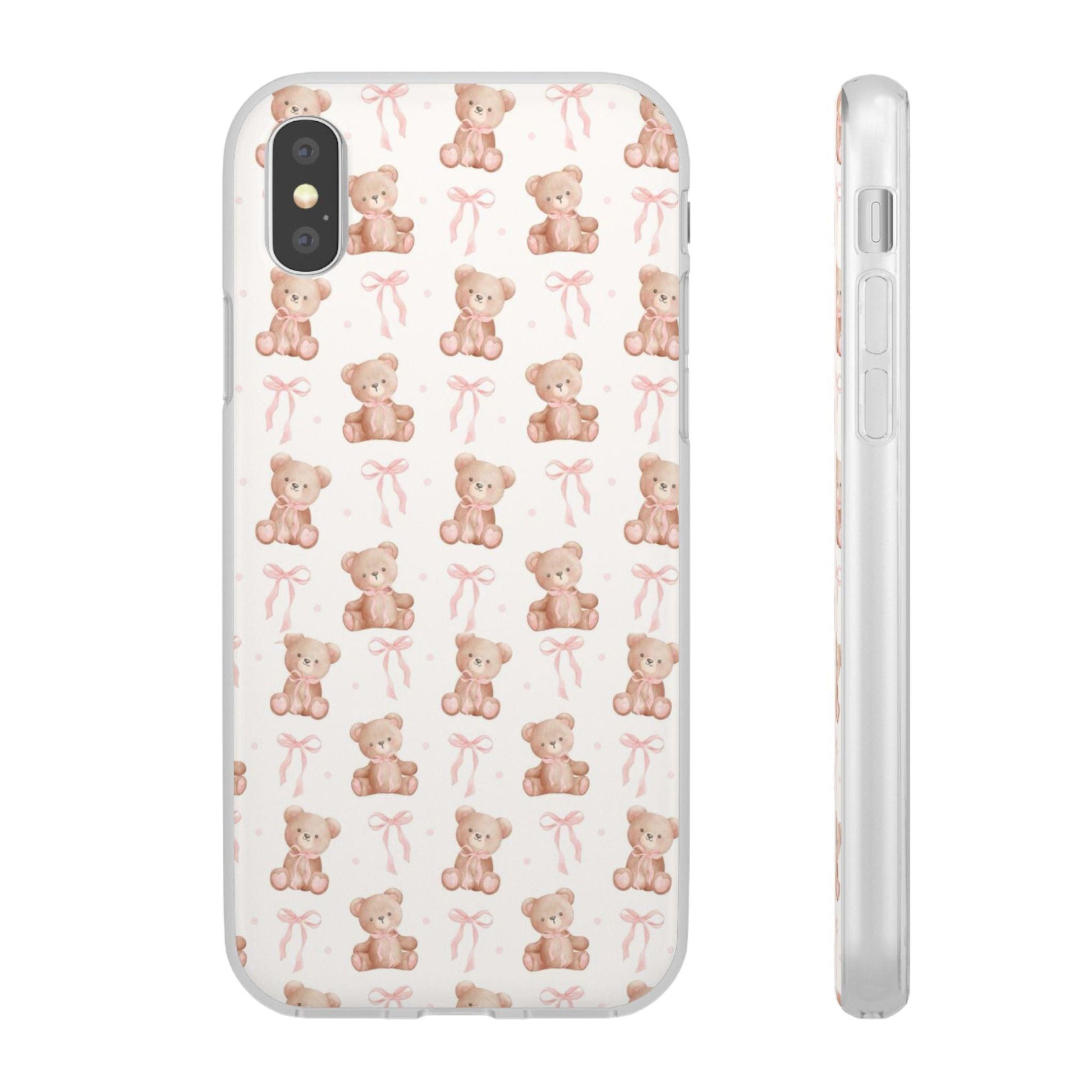 Teddy Bear and Bows Cute Phone Cover - Flexi iPhone Cases - SmartHomeGoodies
