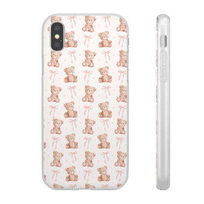 Teddy Bear and Bows Cute Phone Cover - Flexi iPhone Cases - SmartHomeGoodies