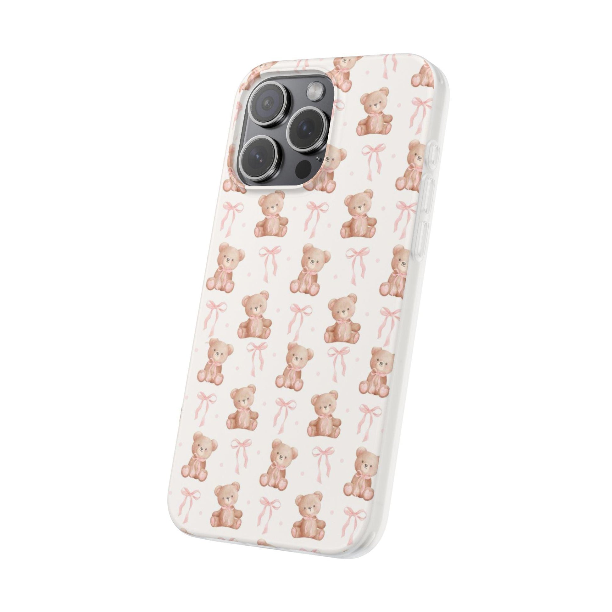 Teddy Bear and Bows Cute Phone Cover - Flexi iPhone Cases - SmartHomeGoodies