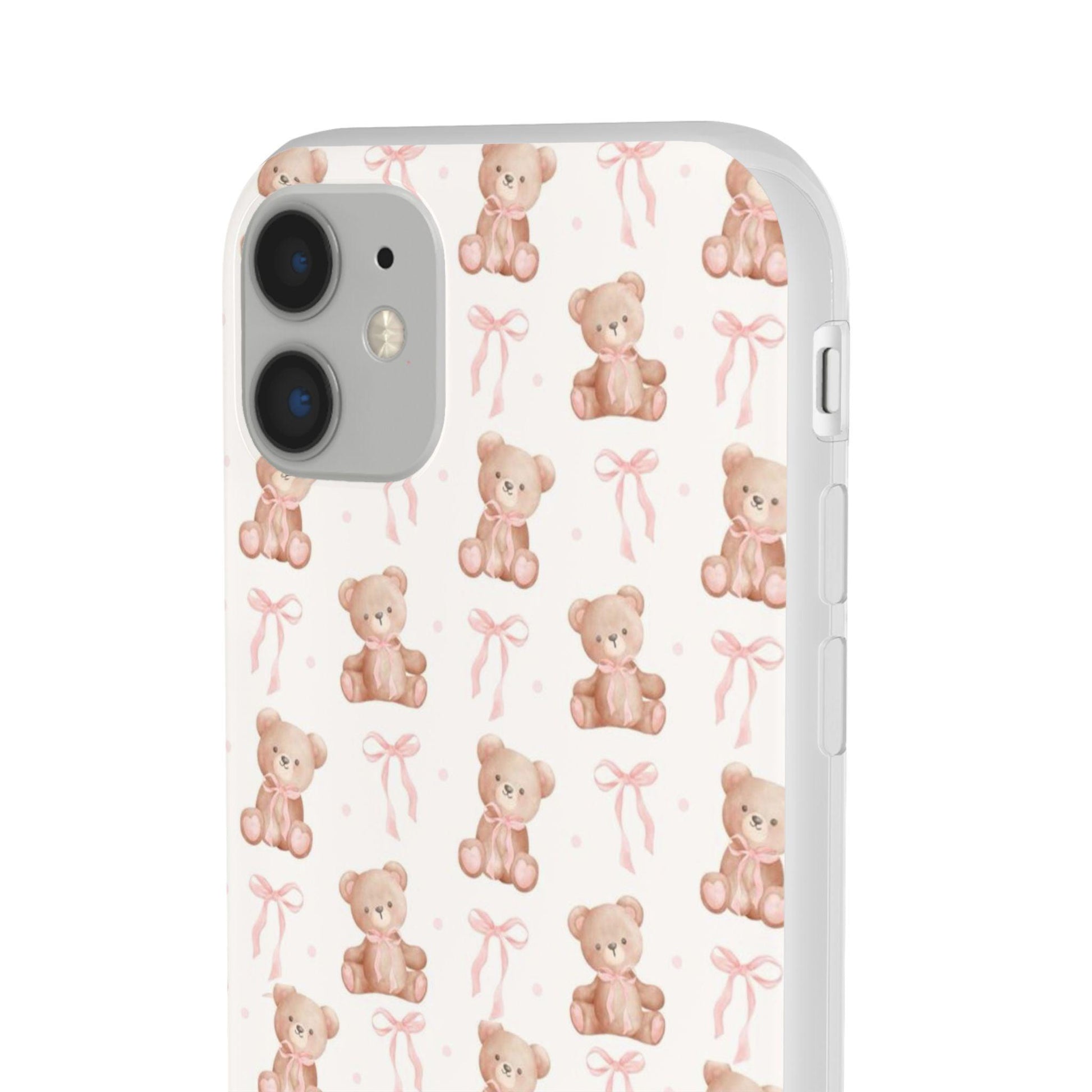 Teddy Bear and Bows Cute Phone Cover - Flexi iPhone Cases - SmartHomeGoodies