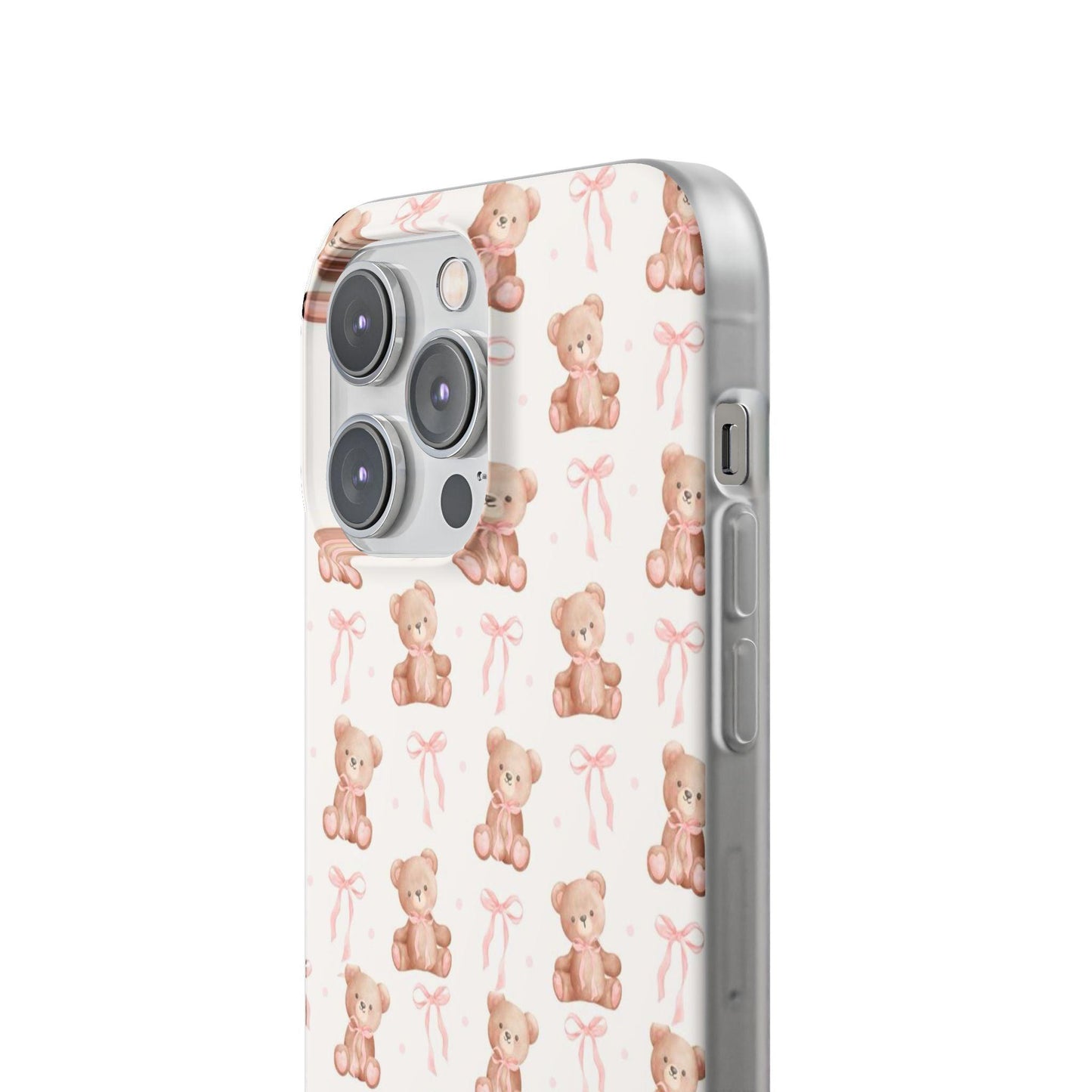 Teddy Bear and Bows Cute Phone Cover - Flexi iPhone Cases - SmartHomeGoodies