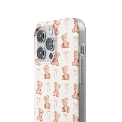 Teddy Bear and Bows Cute Phone Cover - Flexi iPhone Cases - SmartHomeGoodies