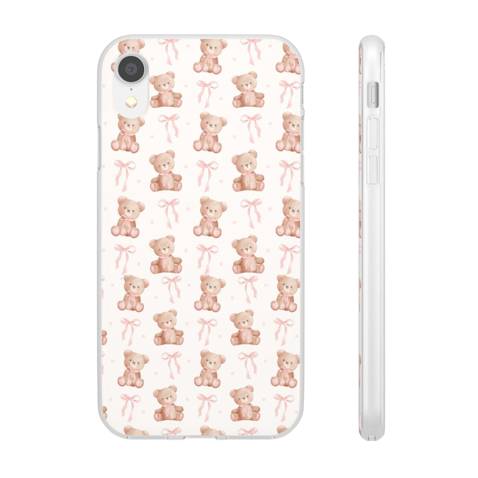Teddy Bear and Bows Cute Phone Cover - Flexi iPhone Cases - SmartHomeGoodies