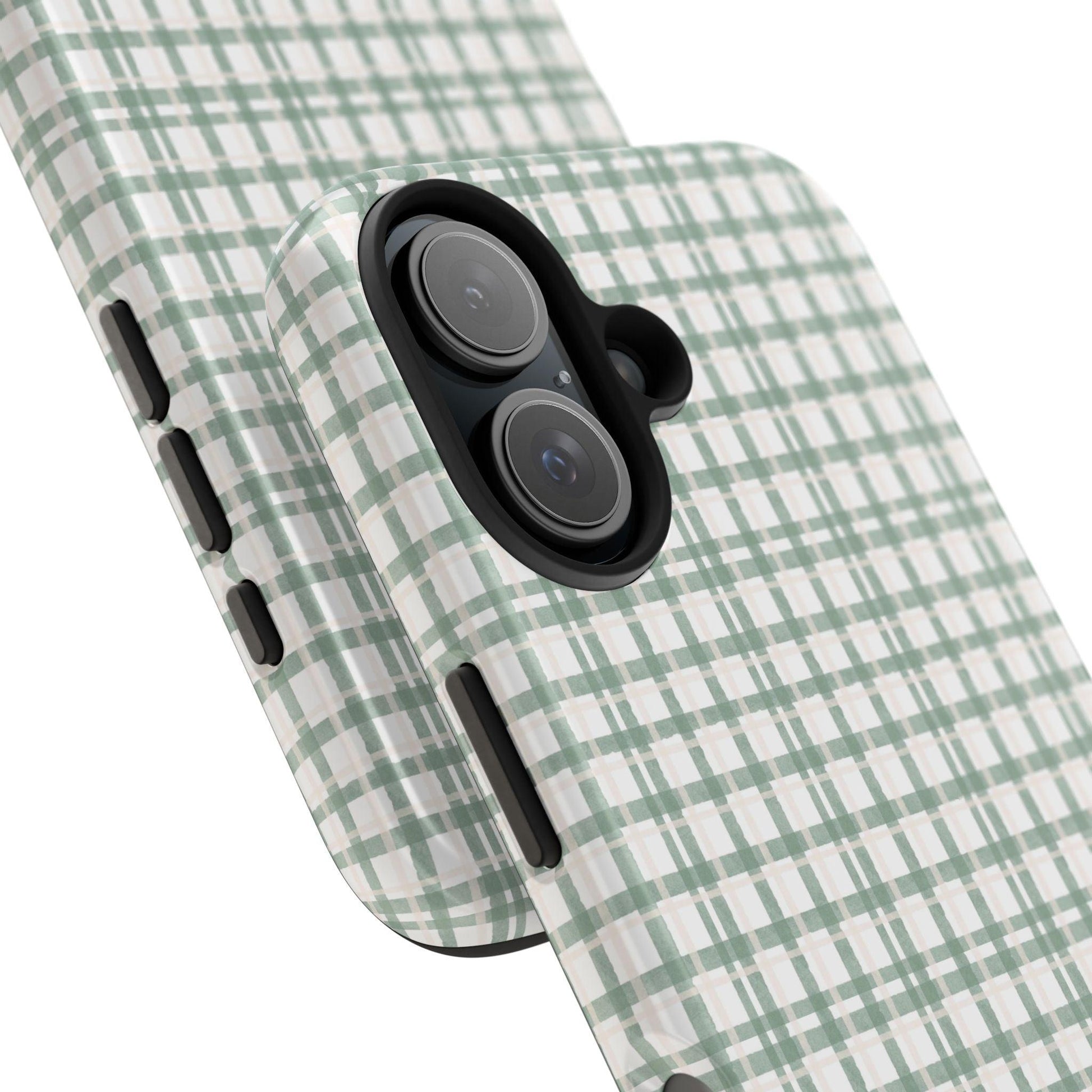 Vintage Sage Gingham Tough iPhone Cases - SmartHomeGoodies