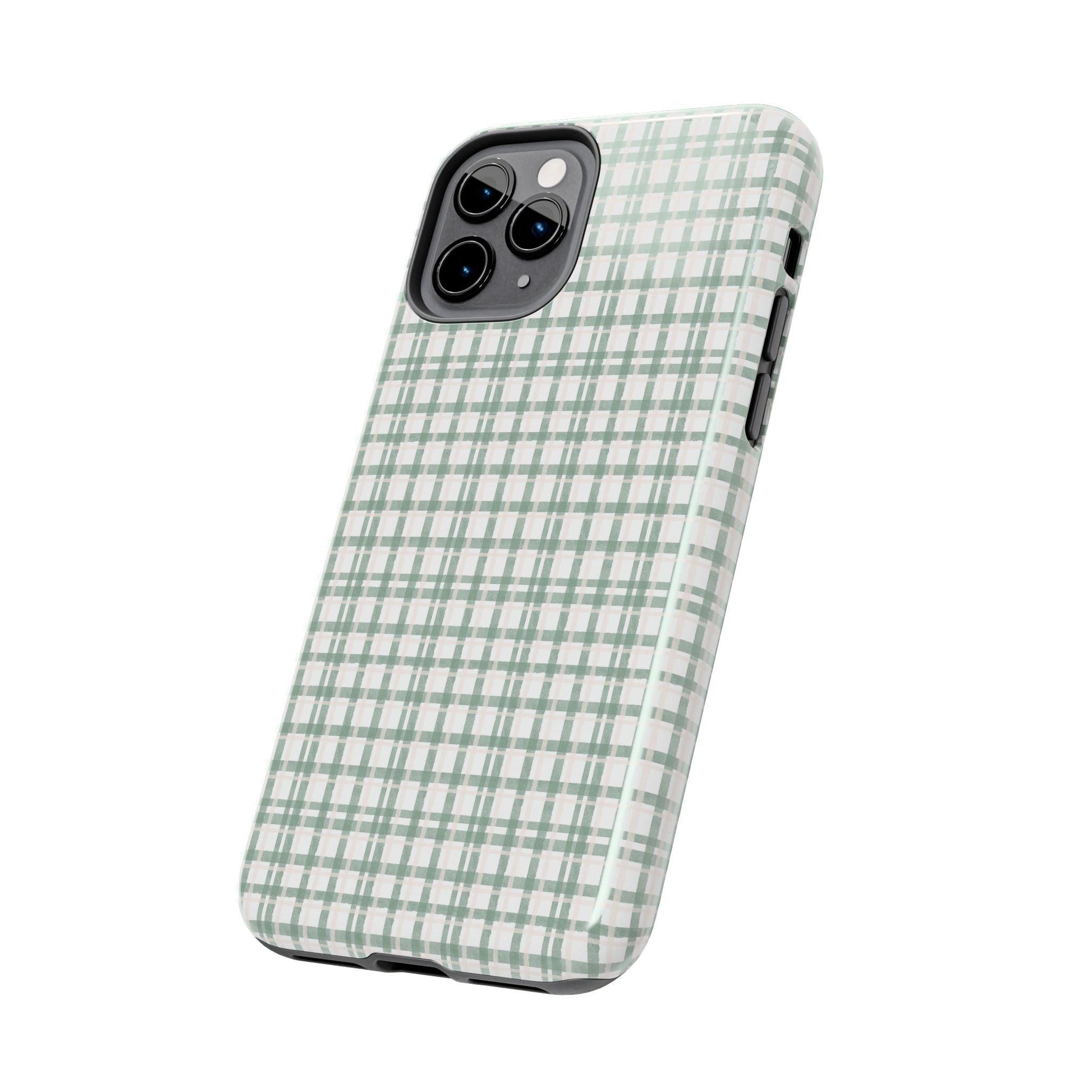 Vintage Sage Gingham Tough iPhone Cases - SmartHomeGoodies